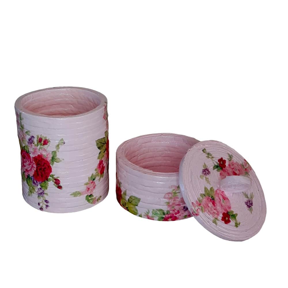 Set of Trinket Box & Pencil Stand (Pink)