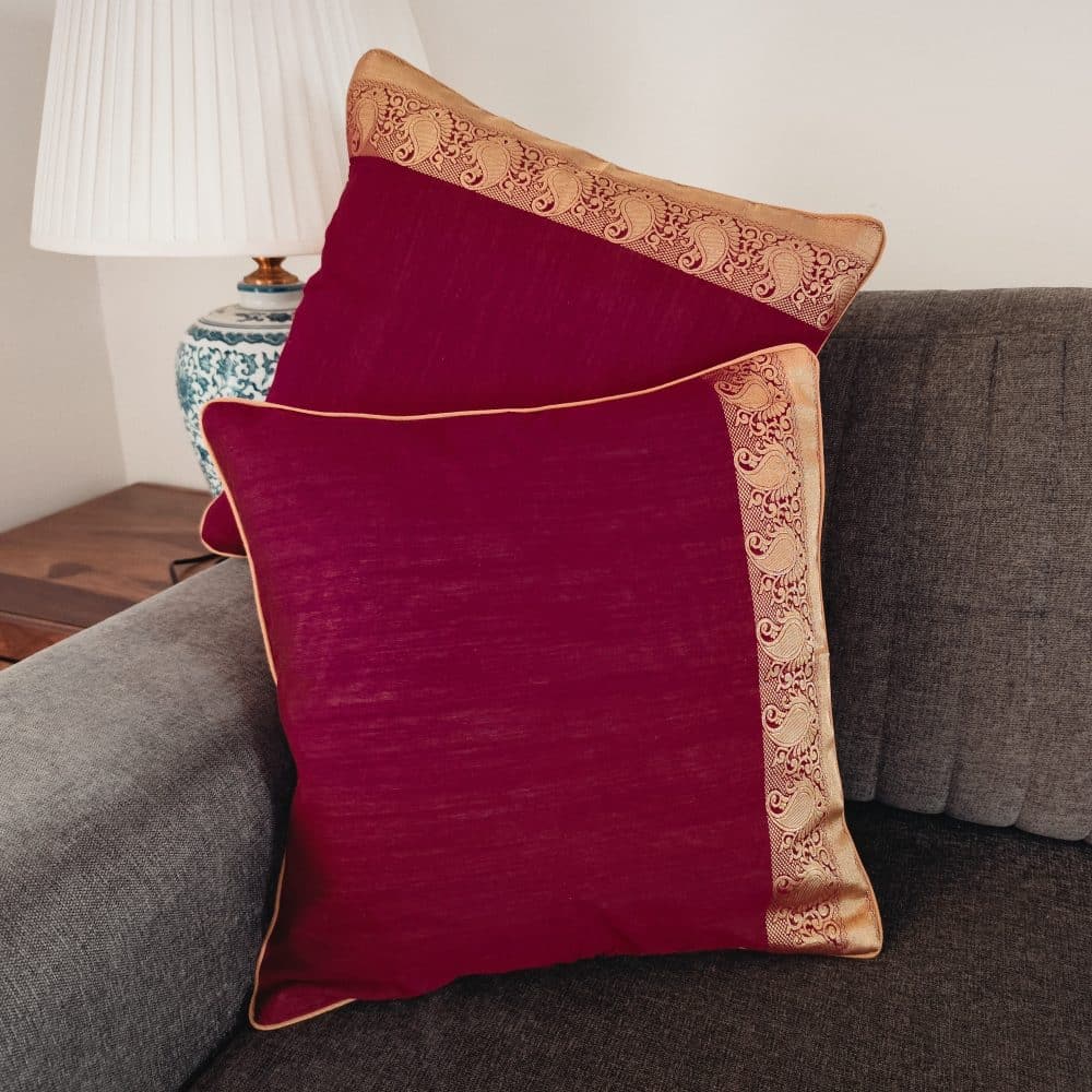 Cushion Covers with Zari Border